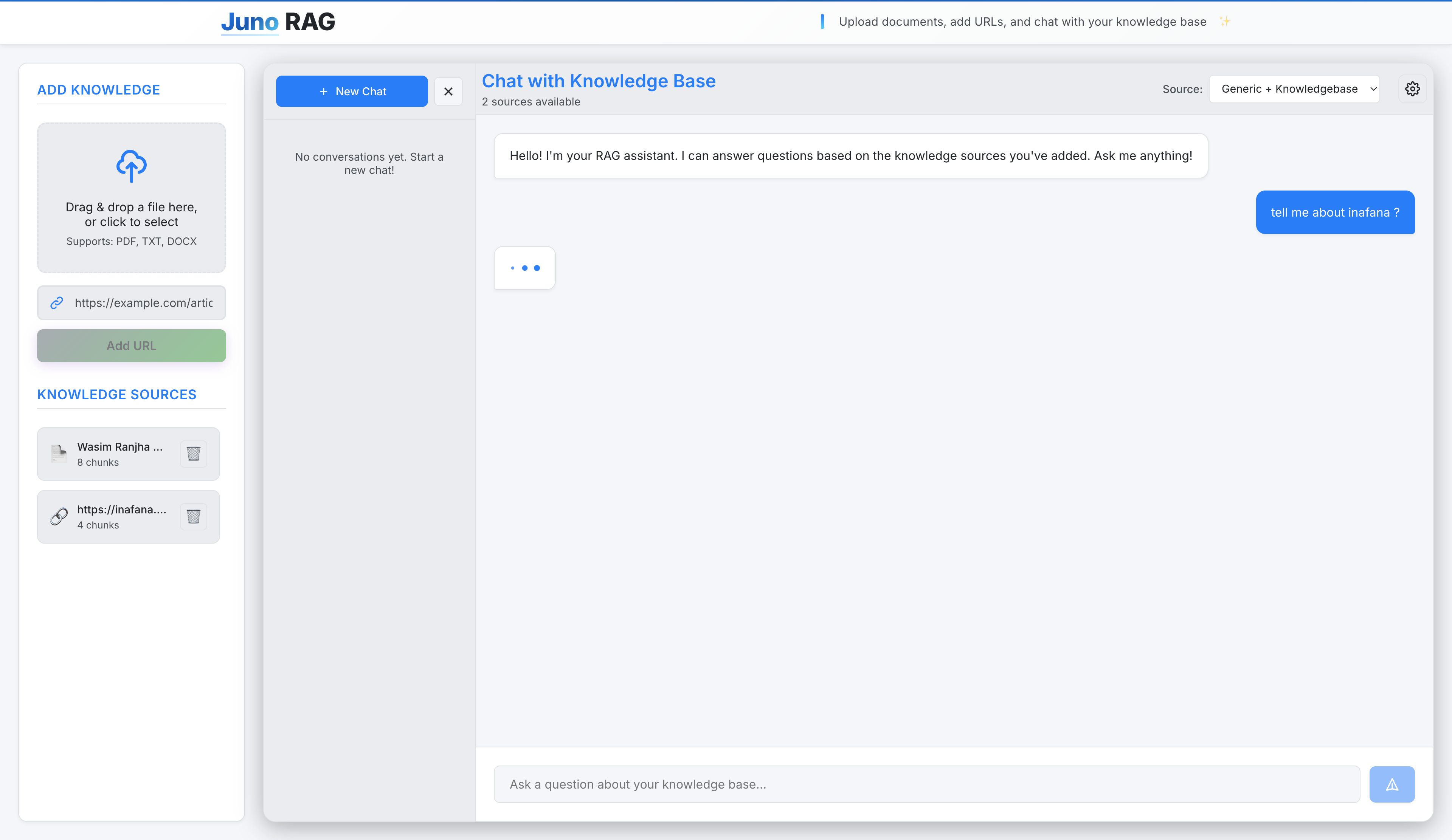 Juno RAG Knowledge Base Platform - Image 1