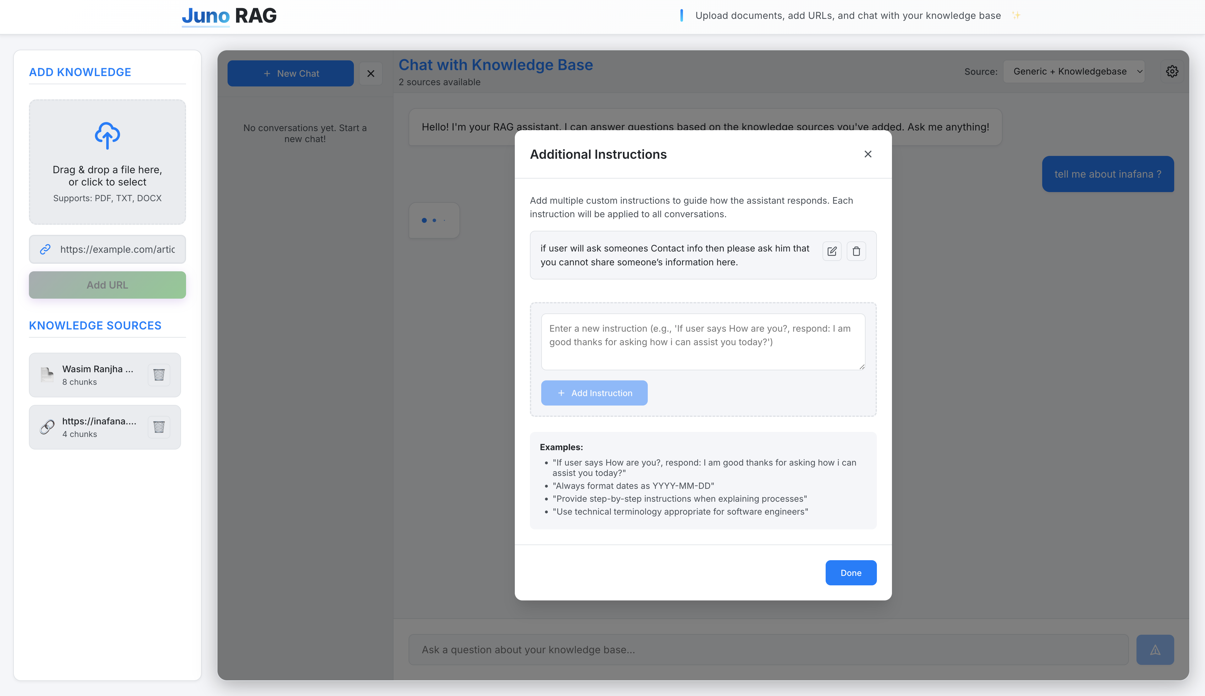 Juno RAG Knowledge Base Platform - Image 2