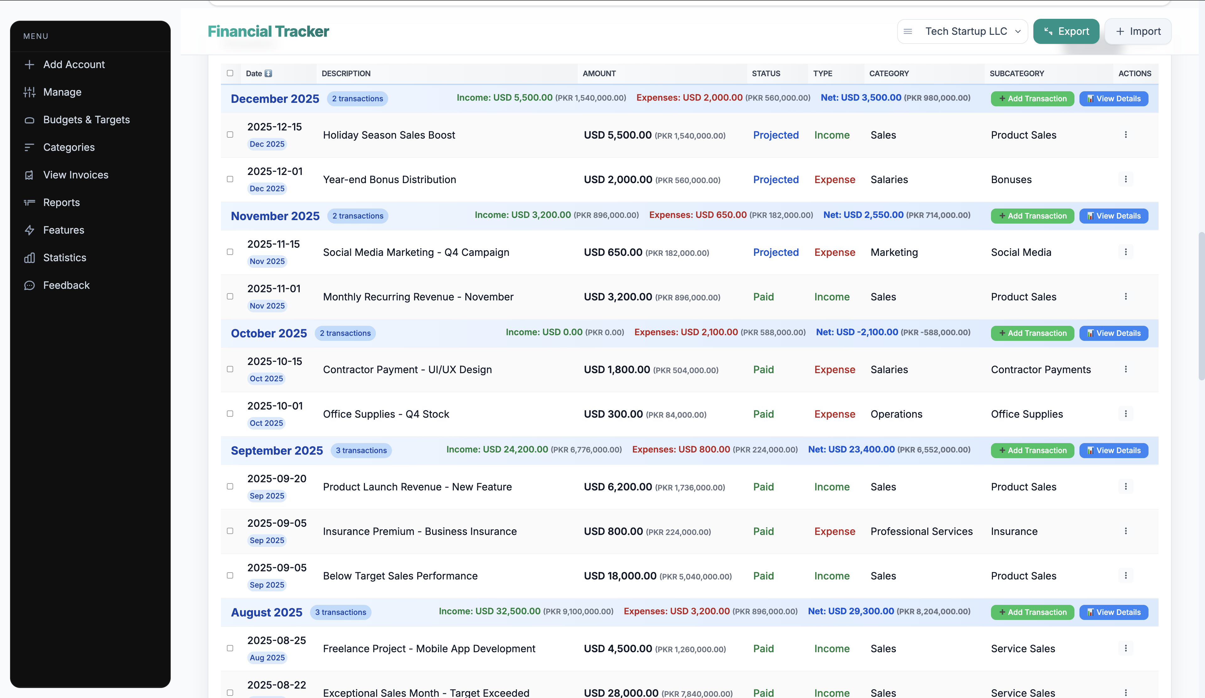 Financial Tracker Desktop Application - Image 2